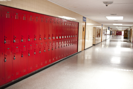 clean high school hallway and lockers