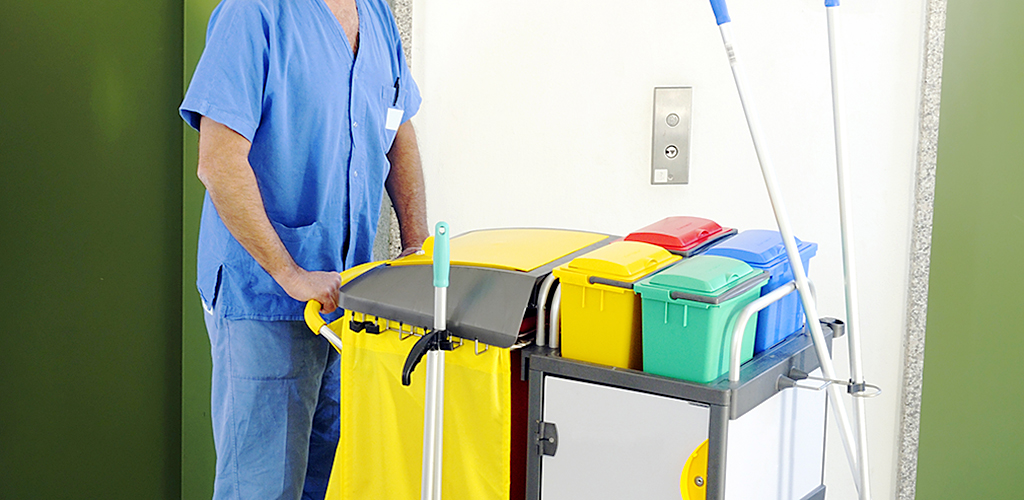 man conducting cleaning in a business